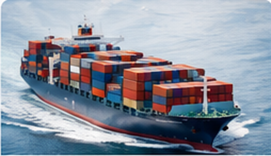 Container vessel representing international freight services